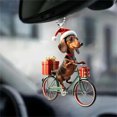 thumbnail image 4 of 2 Pcs Acrylic Dog Bicycle Pendant - Christmas Car Rearview Mirror Decor, Backpack Charm, Holiday Tree Ornament, Durable Weatherproof Pet Lover Gift, 4 of 5
