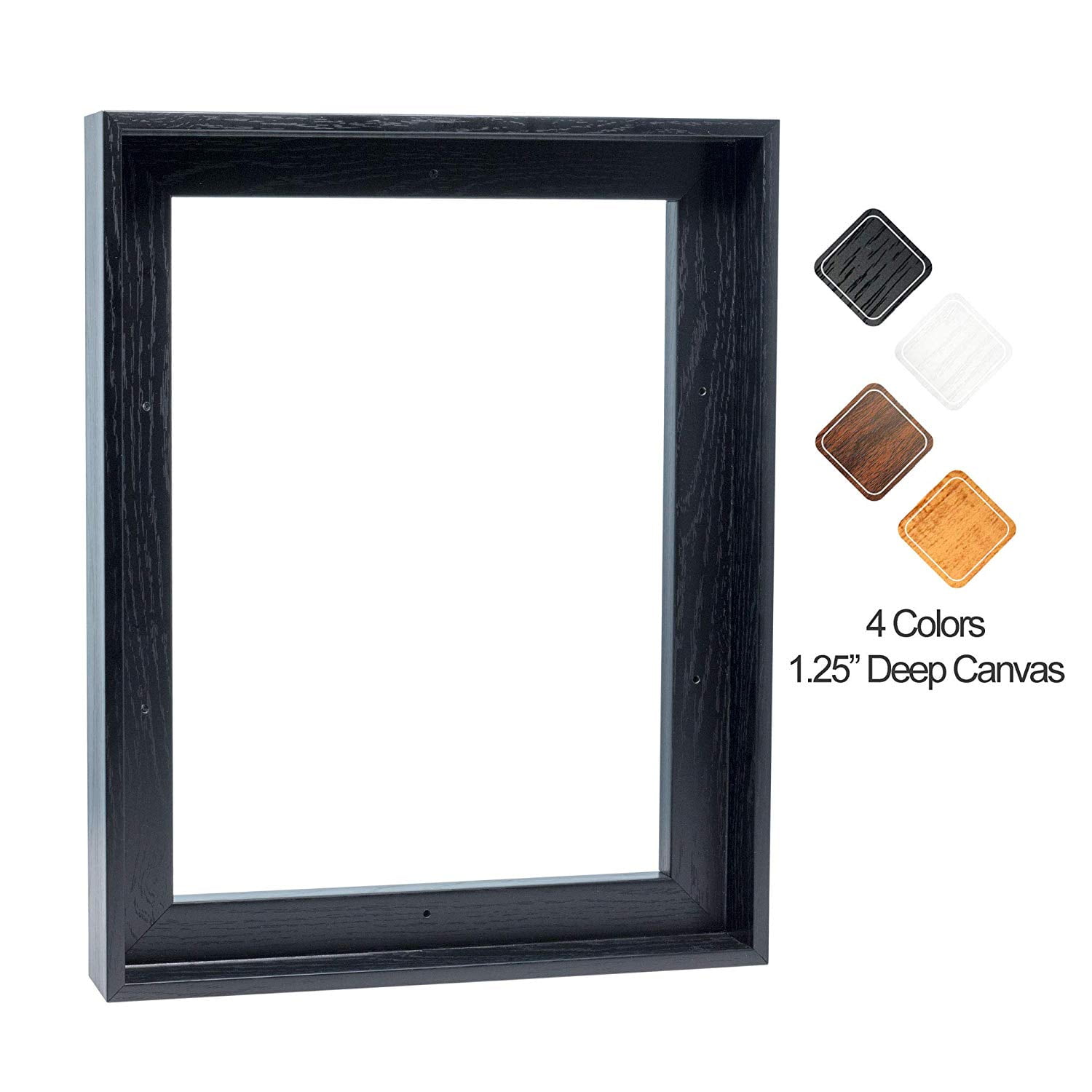 Floating Frame for 16x16 Inch Canvas Painting 1-1/4" Deep, (4 Color) Picture Art Wall Decor, Black Frame