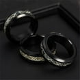 thumbnail image 4 of HIJONES 8mm Roatatble Dragon Rings for Men Women Stainless Steel Statement Carbon Fiber Ring Band Hip Hop Finger Jewelry Luminous Gold Size 12, 4 of 5