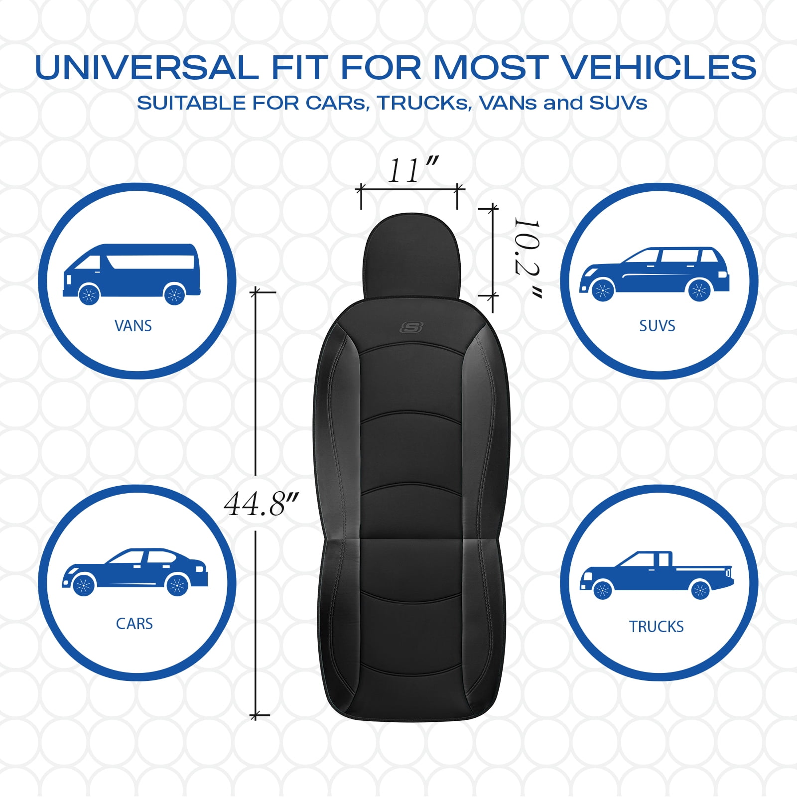 Skechers Lycra Memory Foam Car Seat Covers,Soft,Comfortable,Universal Fit for Cars,Trucks and SUVs Black