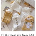 thumbnail image 6 of Calf Socks 5 Pairs for Women 5-10 Cute Crew Vintage Frilly Floral Blossom Design Casual Novelty Cotton Breathable, 6 of 6