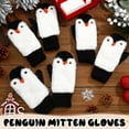 thumbnail image 3 of 3 Pairs Christmas Penguin Mitten Gloves, Winter Soft Cozy Faux Fur Mittens Warm Lining Gloves Gifts., 3 of 6