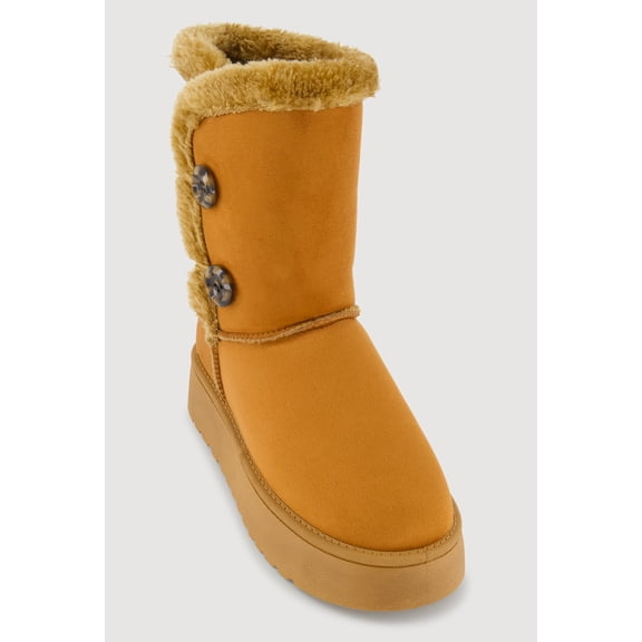 Women's Faux Suede Button Loop Platform Boots