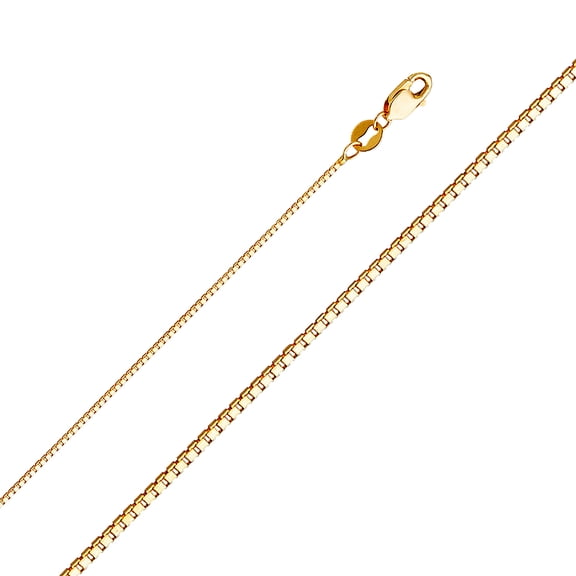 14k Yellow Gold 0.8mm Box Chain Necklace 18 Inch Chain Necklace for Women and Men - 2.2 Grams