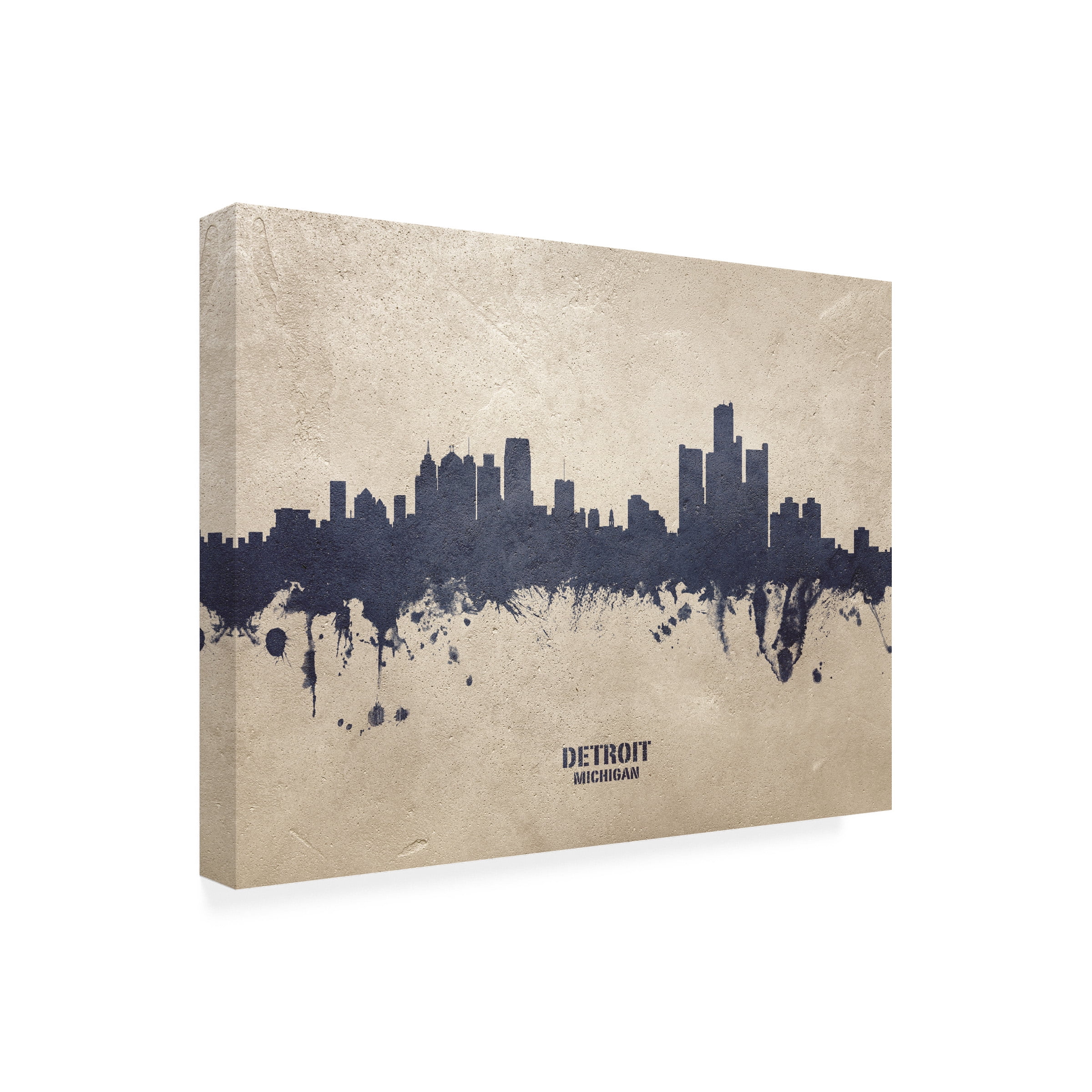 Michael Tompsett 'Detroit Michigan Skyline Concrete' Canvas Art