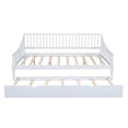 thumbnail image 4 of Full Size Daybed with Trundle, Solid Wood Day Bed Frame for Living Room/GuestRoom/Bedroom, Wooden Slat Support, Multi-functional Sofa Bed, No Box Spring Needed,  White, 4 of 9