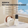 thumbnail image 3 of Bonaok Mini Karaoke Machine for Kids, Portable Speaker with 2 Wireless Microphones for Singing, Gift for 4-12+ Years Old Girls, Beige, 3 of 16