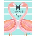 thumbnail image 2 of DeRice, Julie 12x14 Gold Ornate Wood Framed with Double Matting Museum Art Print Titled - Flamingo Summer Love, 2 of 4