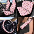 thumbnail image 2 of Uorisanigo Pink Strawberry 10 Pieces Automobile Seat Cover Sets with Soft Elastic Car Seat Belt Pad Cover Steering Wheel Cover Car Water Cup Coaster and Keychains Universal Fit Most Cars SUVs, 2 of 7