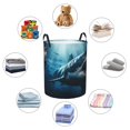 thumbnail image 4 of Fotbe 3D Realistic Shark Cesto de Ropa con Asas, Cesto Impermeable de Gran Capacidad, Bolsa de Lavado para Dormitorio, Cesto de Ropa con Ruedas y Asas-Medium, 4 of 6