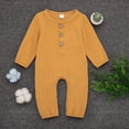 thumbnail image 1 of ITFABS Baby Romper,Solid Color Ribbed Button-Down Long Sleeve Round Neck Romper, 1 of 5
