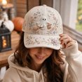 thumbnail image 5 of GrmtClth Cute Halloween Decor Baseball Hat Printed Costume Cap Adjustable Cream Fashion Accessory Holiday Photo Prop Trucker Cap for Adults, 5 of 5