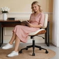 thumbnail image 7 of FASTES Armless Office Chair, Ergonomic Desk Chair Mid-Century Modern Home Vanity Chair Faux Leather Accent Computer Chairs Adjustable Height Swivel, White, 7 of 7
