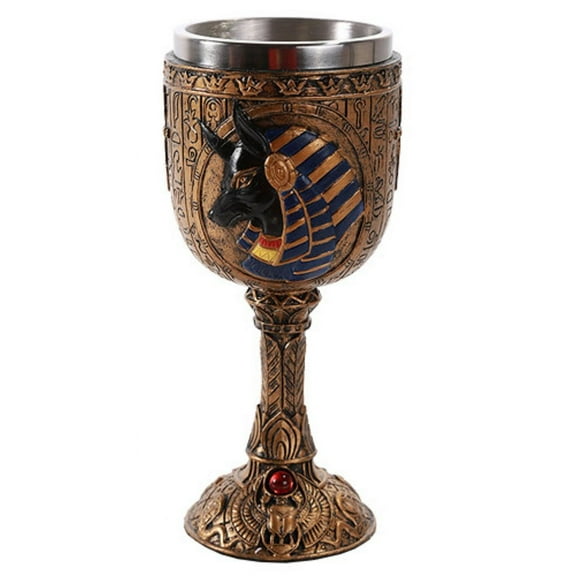 Pacific Giftware Egyptian Anubis God of Underworld Golden Wine Goblet Stainless Steel Liner 6oz