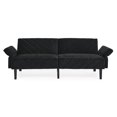 thumbnail image 6 of 87" Futon Couch Sofa Bed,Velvet Convertible Folding Futon Sofa, Oversized Loveseat, Modern Sofa Couch with Adjustable Armrests Backrests,Comfy Memory Foam for Living Room,Apartment,Dorm, Black, 6 of 9