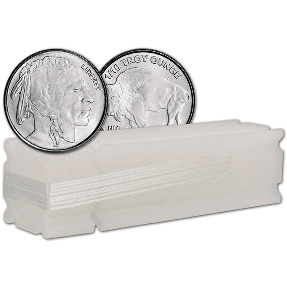 (Tube of 50) Highland Mint Buffalo 1/10 oz Silver Rounds – 5 oz Total – Circulated