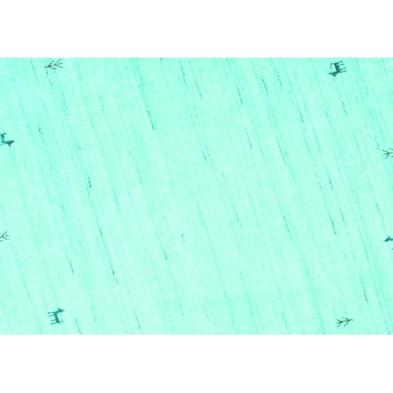 Ahgly Company Machine Washable Indoor Rectangle Solid Turquoise Blue Modern Area Rugs, 2' x 3'