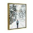 thumbnail image 3 of Stupell Industries Snowy Aspen Scenery Girl Walking Graphic Art Metallic Gold Floating Framed Canvas Print Wall Art, Design by Amelia Noyes, 3 of 8