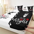 thumbnail image 3 of Homewish Romantic Woman Man Bed Sheets, Couple Anniversary King Sheets, Valentines Day Black White Lightweight Room Decor, 4pcs, 3 of 7