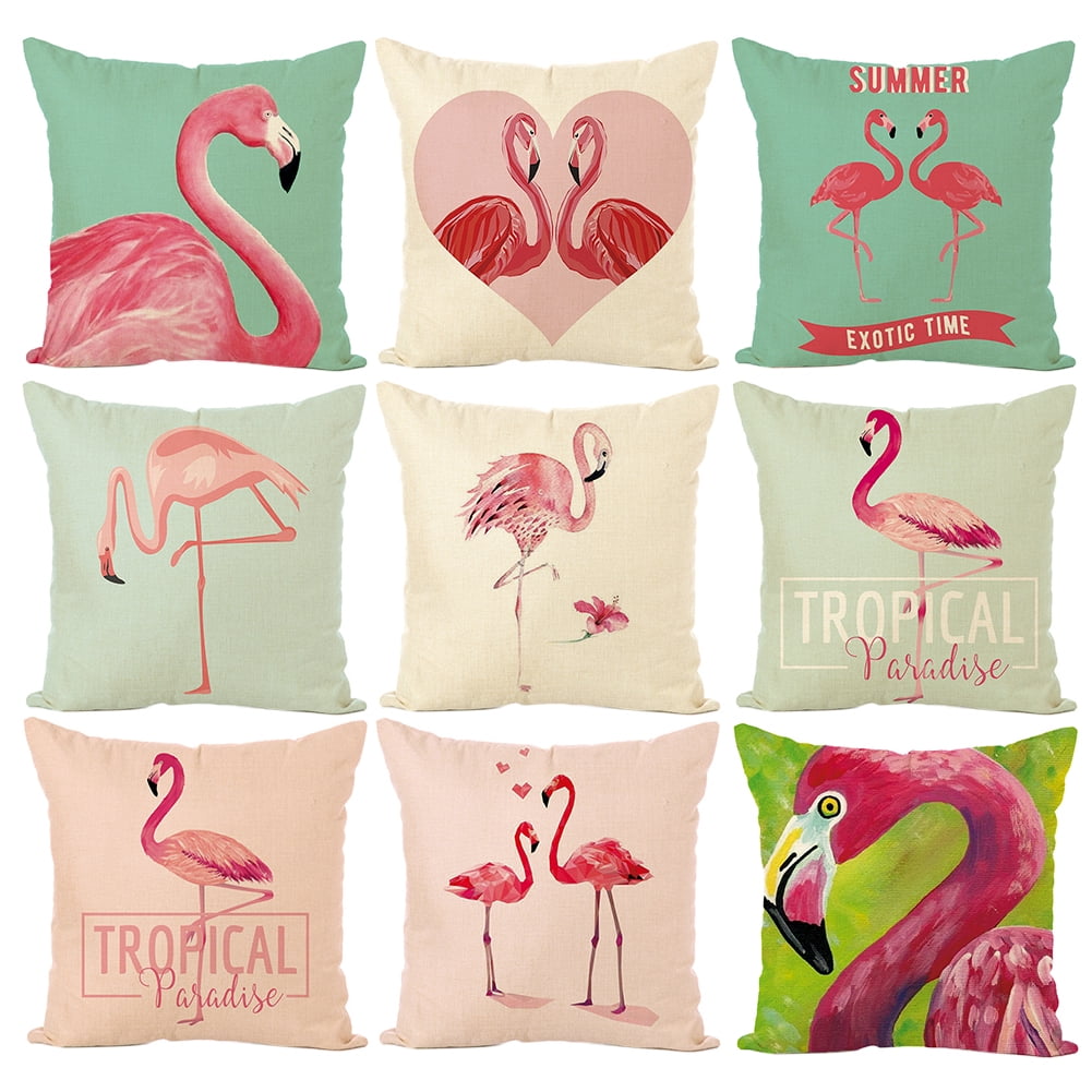 Flamingo Pattern Cotton Linen Throw Pillow Case Cushion Cover Sofa Decor PICK 