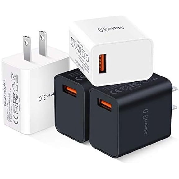 FU1999Fast Charge 3.0 Wall Charger, [4Pack] 18W USB Fast Charging Block Compatible with iPhone 14 Pro Max 13 12 11 X XR Wireless Charger Galaxy Android Phones