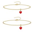thumbnail image 1 of Pulseras y tobilleras de cadena de corazón de acero inoxidable para hombres y mujeres, pulsera (15+5 cm), tobillera (21 + 5 cm) ajustable, 1 of 6