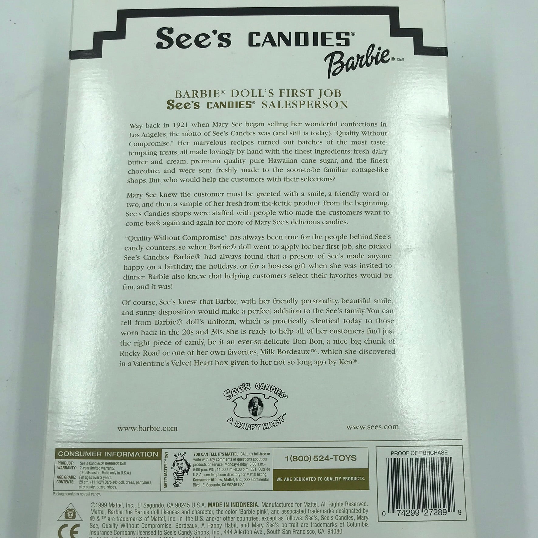 その他 See&#39;s Candies  Barbie Amazon.com: BARBIE 1999-SEE'S CANDIES, A HAPPY HABIT : Toys