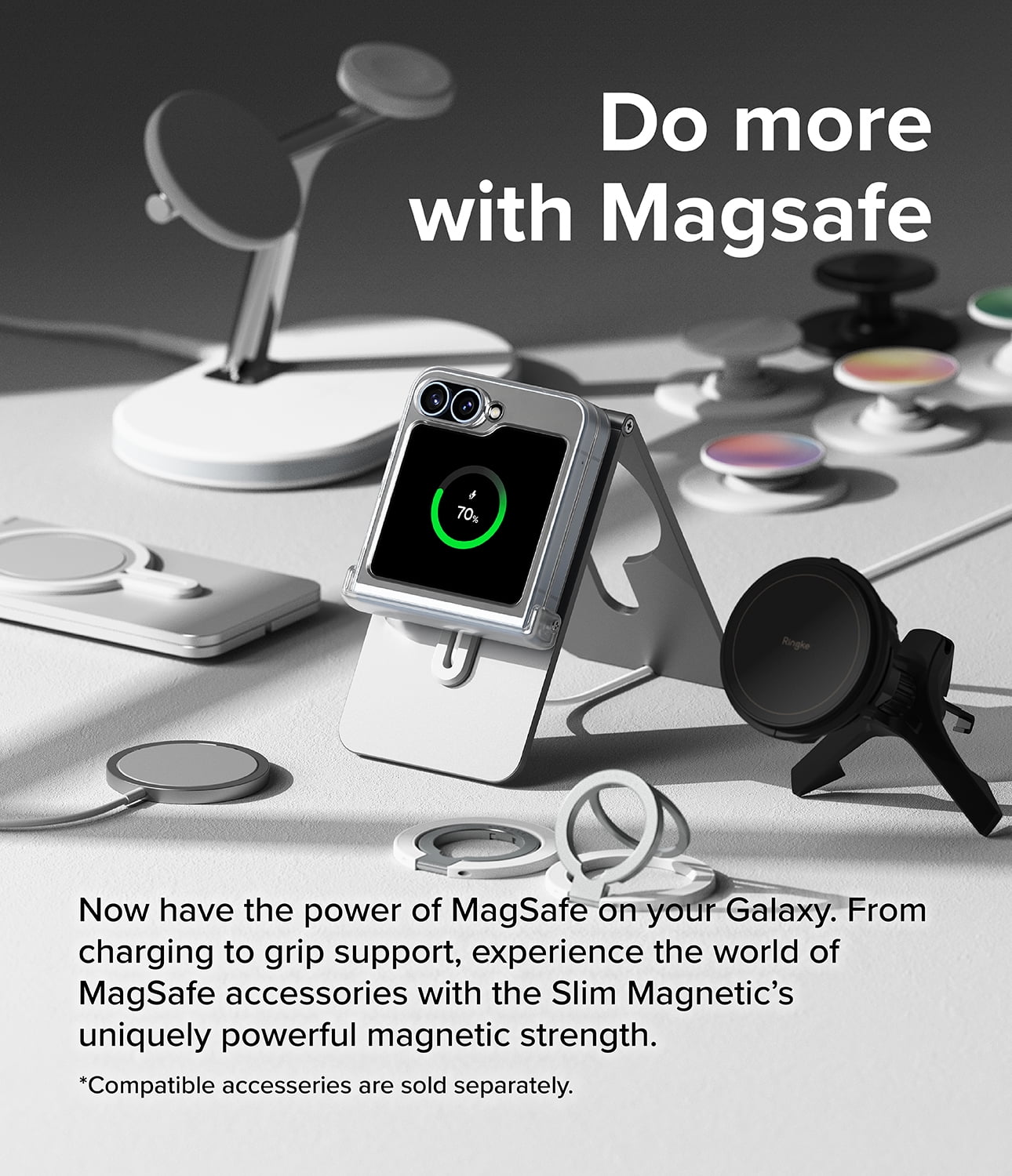 Ringke Galaxy Z Flip 6 / 7 FE [Slim Hinge Magnetic] Hinge Protection Anti-Yellowing Protective Phone Case Compatible with Magsafe - Matte Clear