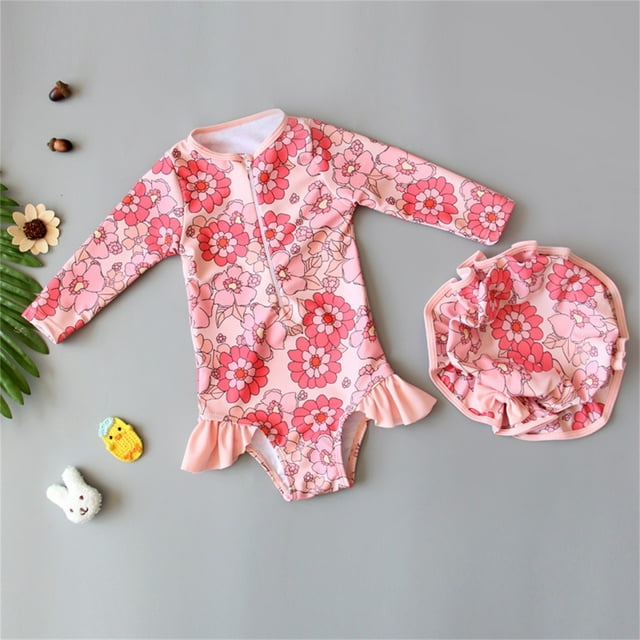 Traje de baño de una pieza para mujer, conjunto de bikini para mujer y niña, traje de baño de manga larga con protección solar y lindo estampado de sirena, traje de baño de poliéster para niña.