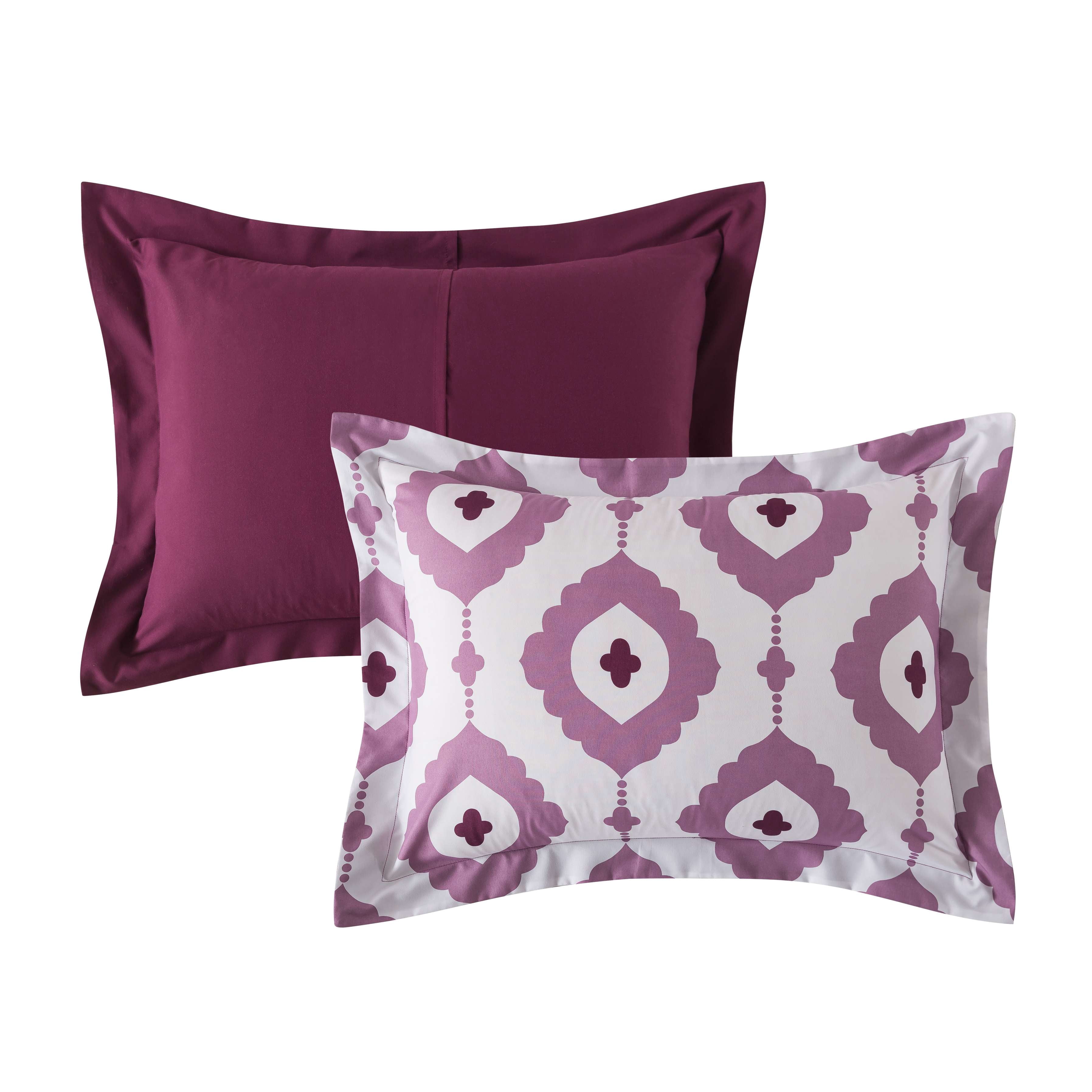 Mainstays All in One Reversible Comforter and Sheet set- 5 Piece, Twin, Purple Geo