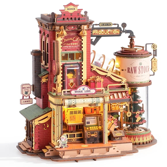 Puzzle 3D ROKR Christmas Dream Gift Factory con música y luces