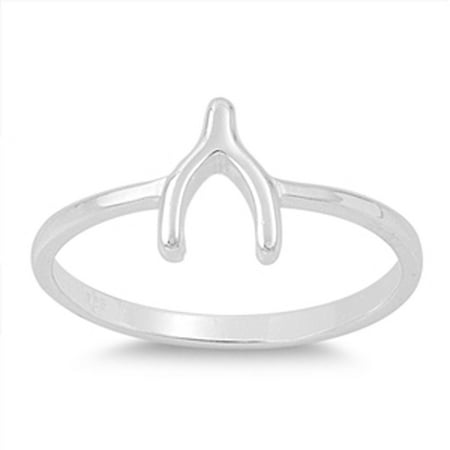 Good Luck Wishes Cards - Wishbone Good Luck Cute Ring ( Sizes 4 5 6 7 8 9 10 ) New .925 Sterling Silver Thin Band Rings by Sac Silver (Size 10)