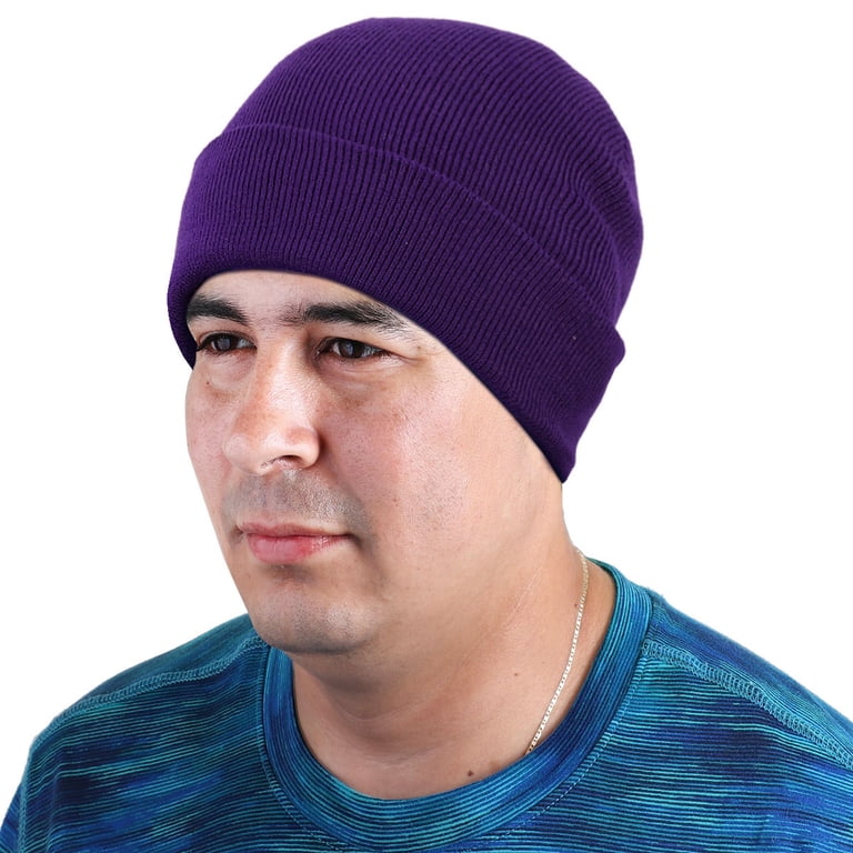 Women Purple+dark Orange 3-Pack Winter Beanie Hats Fleece Lined Warm SkullCaps 3 Pack Satin Lined Beanie for Women, Warm Slouchy Winter  main image 3