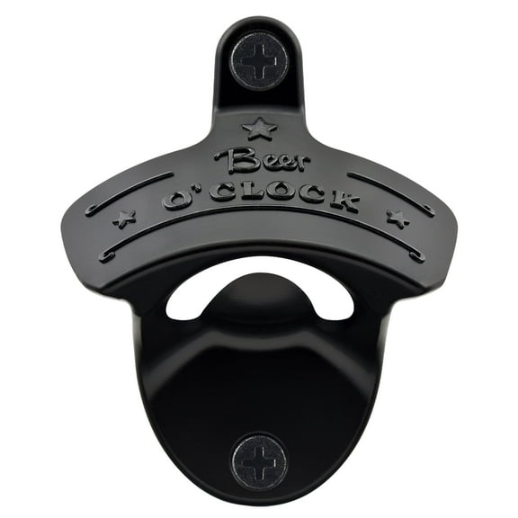 HAIICEN Beer O'CLOCK Bottle Opener Wall Mounted Beer Bottle Cap Opener Black for Garage Kitchen Patio
