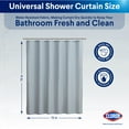 thumbnail image 2 of Clorox 2-in-1 Bathroom Shower Curtain Liner, Durable Fabric, Weighted Magnets for Bath Water Control, Washable Premium Quality, Modern - 72" x 72" Grey Satin Stripe, 2 of 4