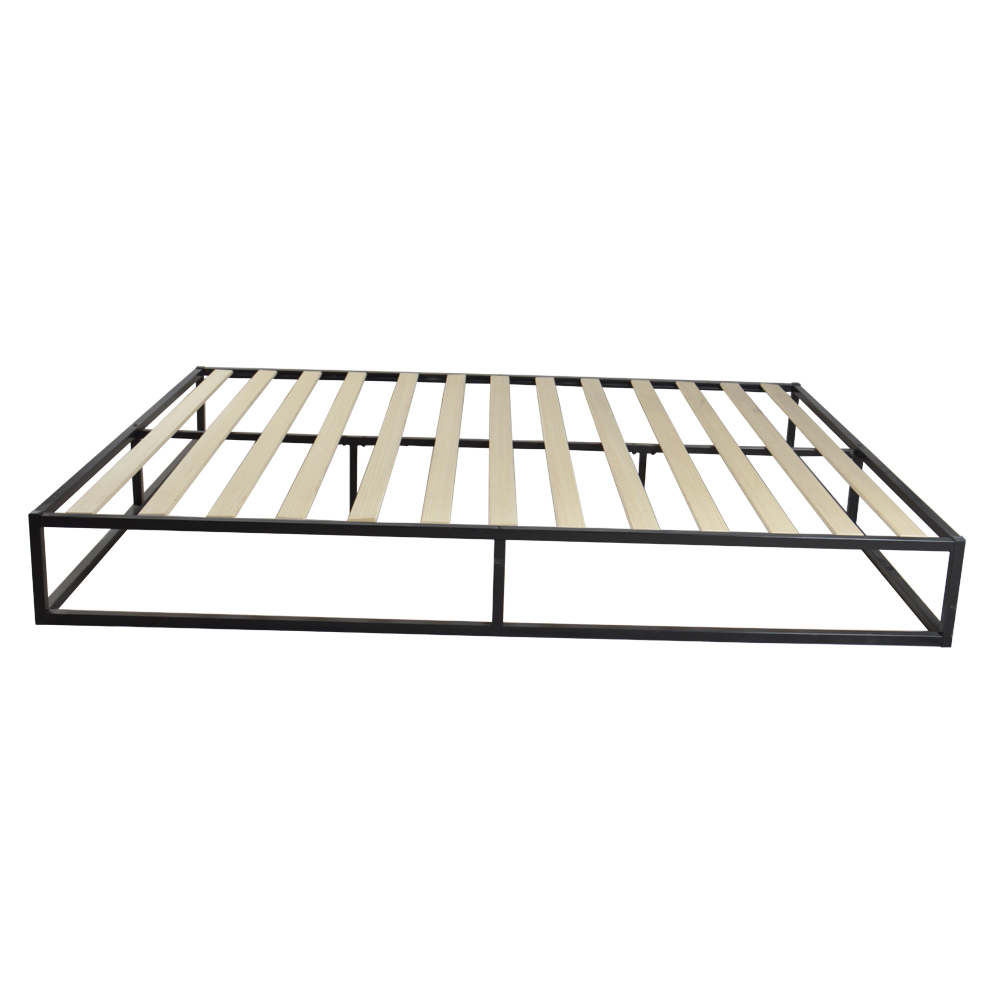 Black Queen Bed Frame No Box Spring Needed, Simple Basic Iron Bed
