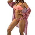 thumbnail image 2 of Daisyyozoid Discount Maillots de Bain Fendus Mesh Bleu Patchwork Couleur Unie Top Bow Set, 2 of 5