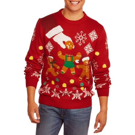 Ugly Christmas Sweater - Runaway Gingerbread Man Big Men's , 2XL ...
