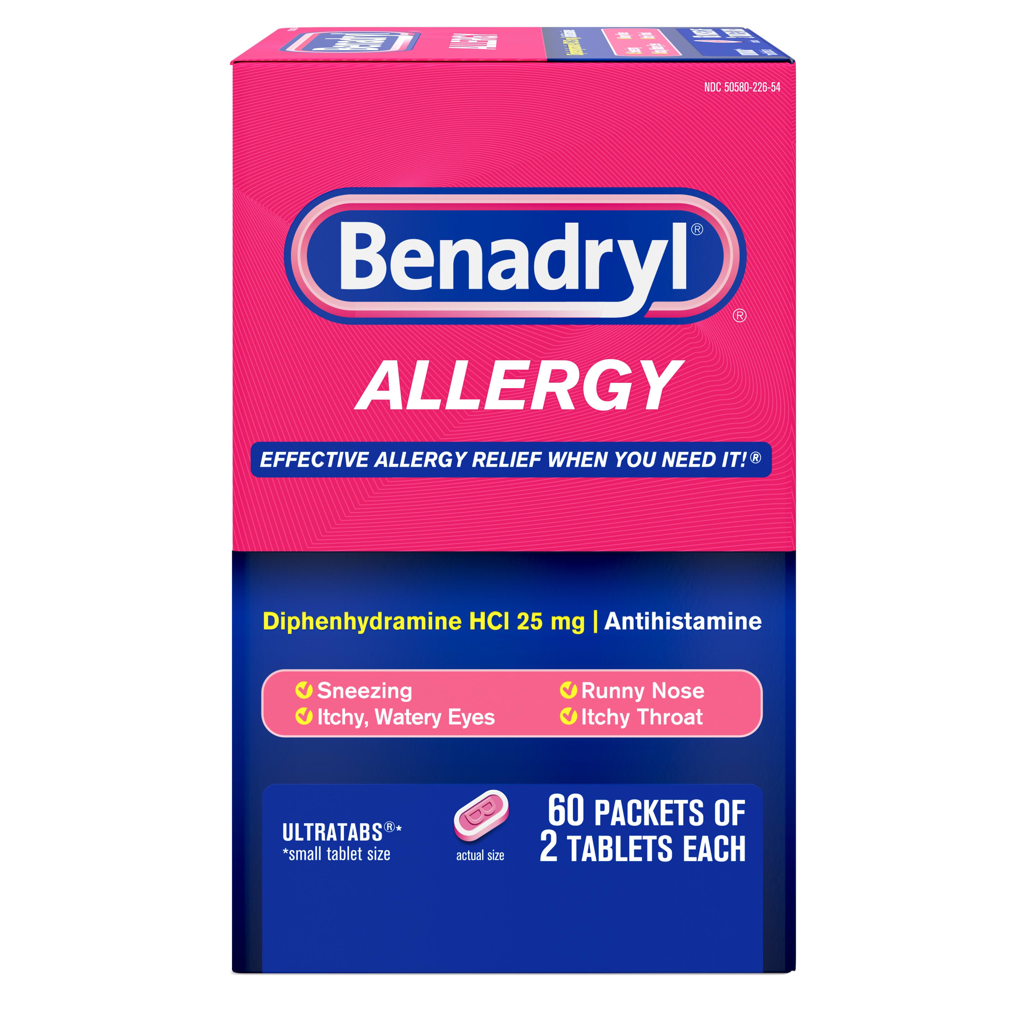 Benadryl Ultratabs Go Packs 60 Packets Of 2 Tablets