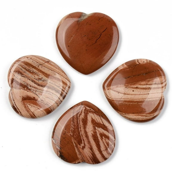 Natural Red Jasper Thumb Worry Stone Pocket Palm Stones for Healing Reiki Stress Relief Heart Shape 39~40x39~40x5~6mm