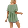 thumbnail image 4 of Top para mujer Casual Cuello en V Manga con volantes Camisetas Mujer Manga corta Camisetas sueltas Verde L, 4 of 6