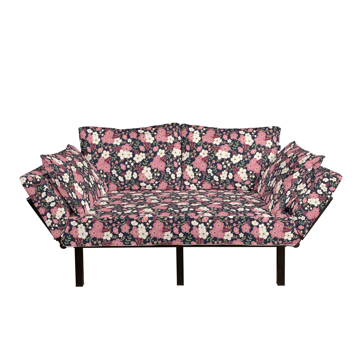 Japanese Futon Couch, Soft Spring Night Garden Pattern with Origins