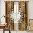 thumbnail image 5 of Kitchen Curtains 84 Inch Length 2 Panels, Brown Southwest Grommets Window Treatment Curtain, Western Rustic Ethnic Mexican Aztec Thermal Curtains Drapes for Living Room/Bathroom, 5 of 9
