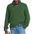 thumbnail image 2 of Wutalume Men's Casual Loose Fit Solid Color Semi-Zipper Stand-Up Collar Sweater, Warm Long Sleeve Pullover Knitted Top for Relaxed Wear,Green 4XL, 2 of 4