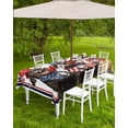 thumbnail image 4 of Outdoor Tablecloth with Umbrella Hole for Patio/Picnic/Party/Camping, 4th of July Waterproof Table Cloth Rectangle Table Cover Washable, Independence Day Black Yellow Dogs American Flag 52"x 70", 4 of 7