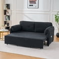 thumbnail image 3 of Queen Sleeper Sofa, 3-in-1 Convertible Pull Out Sofa Bed with Storage Pocket, Thick Padded Chenille Loveseat with Silent Casters for Small Space, Apartment, Living Room,Black, 3 of 9