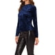 thumbnail image 4 of Camisetas de terciopelo para mujer Inspire Chic, de cuello redondo, de manga larga, casual, talla 2XL, azul oscuro, 4 of 6