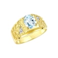 thumbnail image 4 of RYLOS Men's Rings Yellow Gold Plated Silver Designer Nugget Ring Oval 9X7MM Gemstone &  Diamonds  Aquamarine Birthstone Rings For Man Size 8, 4 of 7