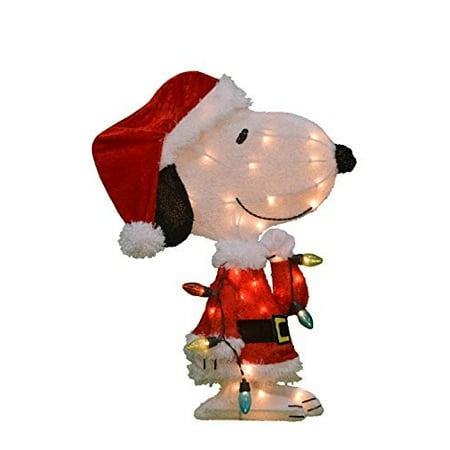 Snoopy Christmas Decorations Product Works 24-Inch Pre-Lit Peanuts Snoopy with Strand of Lights Christmas Yard Decoration, 35 Lights ()