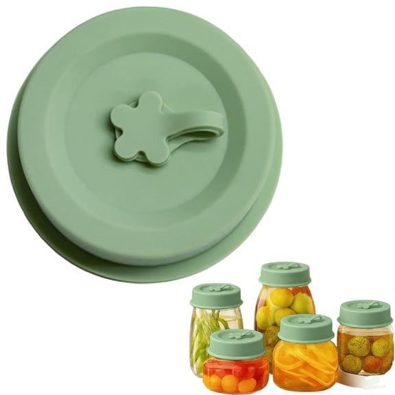 Food Grade Silicone Mason Jar Lids Leak Proof Sealing Covers Reusable Soft Easy Installation Fit Most Regular Cups,1PC,Green